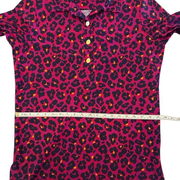 Jude Connally Vibrant Animal Print Tunic Top Sz XL Pink Navy Jude Cloth Leopard - Picture 6 of 9